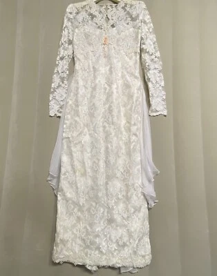 Vintage Jessica McClintock Bridal Wedding Dress Gown Size 7/8 Lace Bead Tulle - Image 1 of 4