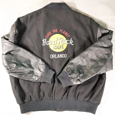 Chaqueta Hard Rock Café Mangas de Cuero Lana Cuerpo Save The Planet Para Hombre Talla XL Foto 1 de 4