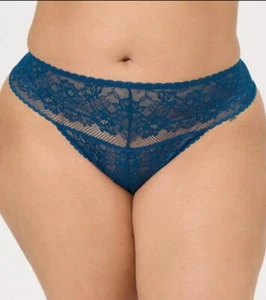 Torrid Beautiful Blue All Lace Mid-Rise Thong Panty Plus Size 3X, 22/24 - Picture 1 of 6