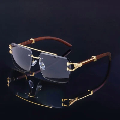 Moda Piloto Gafas de sol Hombres Mujeres Lujo Dorado Sin Montura Hip Hop Tonos Gafas Foto 1 de 3
