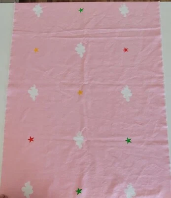 VINTAGE 1980s-1990'S  Pink with clouds & stars  FABRIC craft 100% Cotton woven - Image 1 of 4