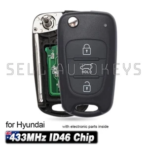 for Hyundai IX35 I30 I20 Elantra 433MHz ID46 Tranponder Flip Remote Car Key Fob - Picture 1 of 4