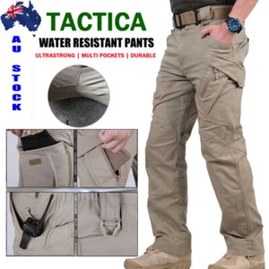 Mens Cargo Work Pants Soldier Water Resistant Tactical Trousers Combat Workwear - Picture 1 of 12