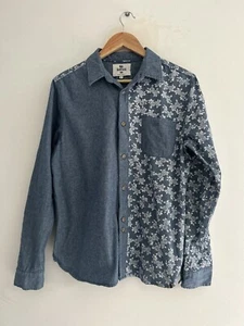Bellfield Vintage Blue Floral long sleeve shirt size Medium Designed In Britain - Picture 1 of 14