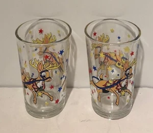 Set of 2 drinking glass Reindeer with stars, size small - Picture 1 of 2