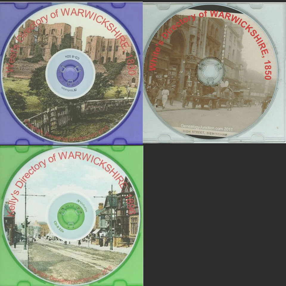 Warwickshire Directory 1830 1850 1896 Kelly's Whites Genealogy CD select option - Image 1 of 1