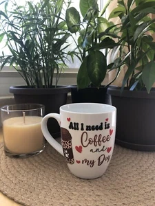 All I Need Is Coffee And My Dog 12oz Custom Coffee Mug Dog Mom Dog Lover Gift - Picture 1 of 1