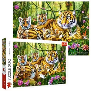 Rompecabezas de piso feroz bosque bosque familia grande de tigres Trefl 500 piezas para niños - Imagen 1 de 4