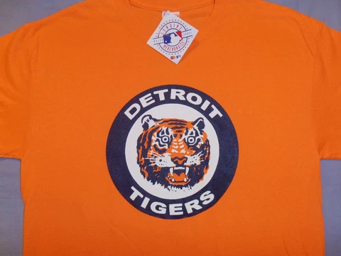 Brand New w/tags DETROIT TIGERS Vintage Logo ORANGE T Shirt Cover