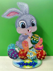 Diamond Art Painting BUNNY RABBIT EASTER SPRING EGGS #1 Table Top Home Decor - Picture 1 of 3