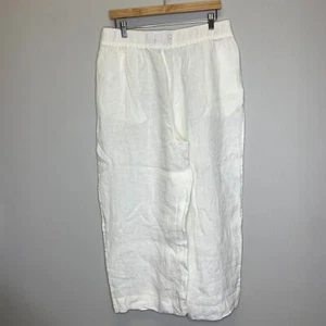 Womens Tahari Essentials Linen Pull-on Pants Wide Leg Cropped White Coastal - Picture 1 of 10