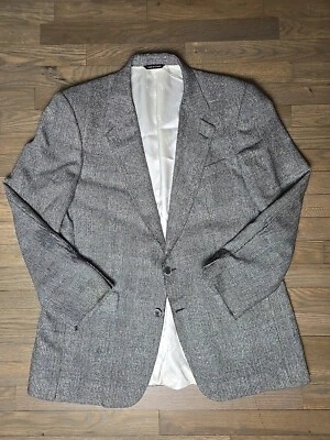 Blazer Aquascutum lã espinha de peixe tamanho 44 jaqueta listrada tweed Canadá masculino cinza - Imagem 1 de 4