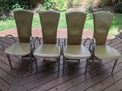 Juego de 4 sillas.Patas metálicas, cuero artificial.Para cocina, salón, comedor Foto 1 de 4