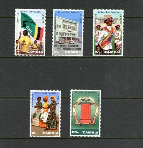 Q877   Zambia   1973    Second Republic   5v.   MH/MLH Cover