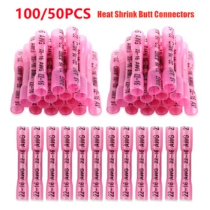 100/50 x Waterproof Seal Sleeve Heat Shrink Butt Wire Connectors Crimp Terminals - Picture 1 of 12