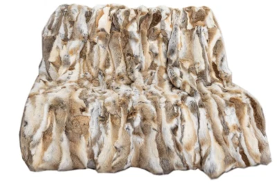 Manta colcha grande cálida de piel de conejo real suave de lujo 104x92 pulgadas Foto 1 de 4