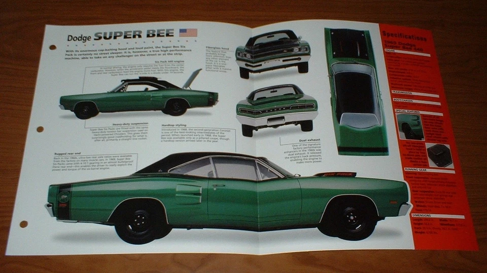 1969 DODGE SUPER BEE 440 ORIGINAL IMP BROCHURE SPEC INFO 69 MOPAR SUPERBEE HEMI - Image 1 of 1