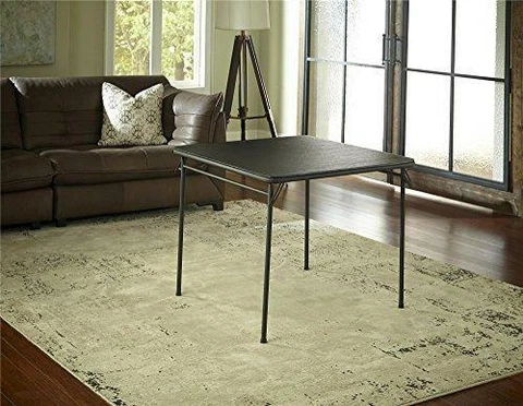 COSCO Square Vinyl Top Folding Dining or Card Table, 1-Pack, Black Cover