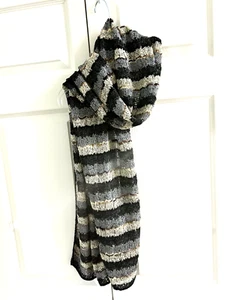 Vintage Brenda French Rags Knit Scarf 16" x 71" Wrap Woven Metallic Thread - Picture 1 of 7