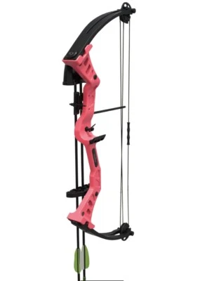 Arco de tiro compuesto Hellbow Besra de iniciación con poleas regulables rosa - Imagen 1 de 4