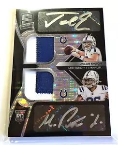 Colts Jacob Eason Michael Pittman Jr 2020 Spectra Neon Luce Nera Auto RC #7/10 - Foto 1 di 2