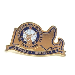 Elks Club BPOE Worcester MA Lodge 1994-95 Richard F Bernier Lapel Pin Vtg - Picture 1 of 4