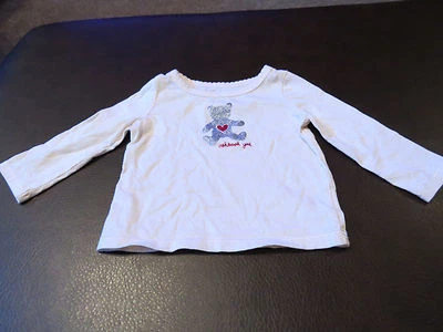Camisa Bebé Niña Osh Kosh Talla 6M 6 Meses Marfil Oso de Peluche Corazón Foto 1 de 2