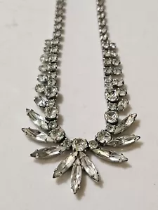 Sherman Vintage 1950s Crystal Marquis Necklace * Hollywood Glamour 16"in RARE - Picture 1 of 11