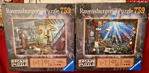 Two Ravensburger 759 Piece Escape Room Puzzles Submarine  & Forbidden Basement! - Picture 1 of 6