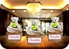 No.1 Teacher Teddy Bear W Green Apple - 12 PREMIUM STAND UP Edible Cake Toppers