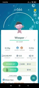 Pokemon Shiny Wooper Wearing a Fashionable GO - TRA'DE 20k Dust - Description - Picture 1 of 1
