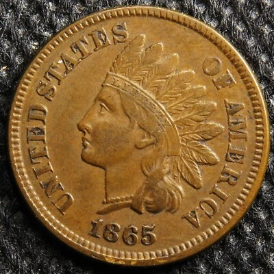 1865 Indian Head Cent with die lines in ear and headdress. Snow-10 variety. - Image 1 of 4