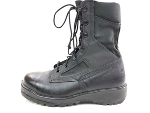 Belleville Black Leather Combat Boots Mens Size 5 W ASTM F 2413-05 Steel Toe - Picture 1 of 10