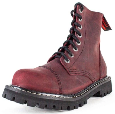 ANGRY ITCH-8-Loch Vintage Bordeaux Ranger Armee Leder Stiefel Stahlkappe  EU36-4 - Bild 1 von 4