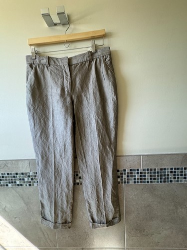 Pantalone Alexander McQueen Taupe misto lino gamba affusolata TG IT 44 US 8 ITALIA