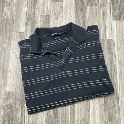 PGA TOUR Mercerized Lined Dark Blue Striped Polo Shirt Women's Size Large - Image 1 of 4