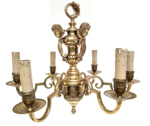 ANTIQUE & SUPERB ELF GOBLINS GERMAN FIGURAL BRONZE CHANDELIER MYTHICAL RARE SEE Cover
