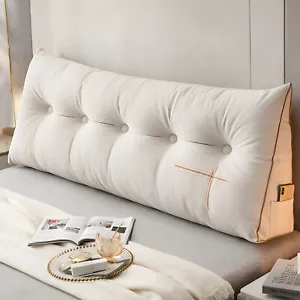 Large Bed Reading Headboard Wedge Pillow Large Bolster Backrest Support Cushion - Picture 1 of 73