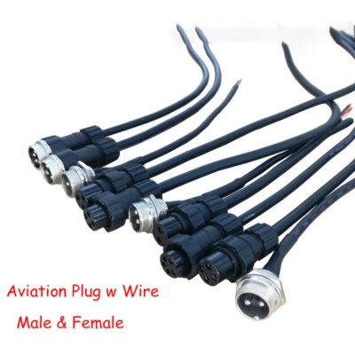 GX16 Aviation Cable Connector Plug w Wire, 2-9 Pin Metal Male Female Panel 16mm - Image 1 of 3