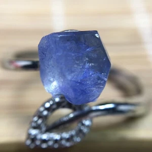 100%Natural Blue Rare Dumortierite Quartz Rutilated Adjustable Ring - Picture 1 of 4