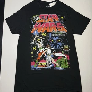 (NEW w Tag) Adult Small Star Wars Comic Book Style T-Shirt Black - Picture 1 of 4