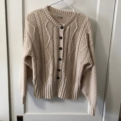 Guirnalda Años 90 Hecha en EE. UU. Pullover Crudo Cable y Cesta Tejido Jersey M Foto 1 de 4