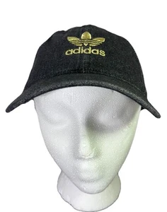 ADIDAS WOMENS ADJUSTABLE GOLD/BLACK DENIM CAP - Picture 1 of 7