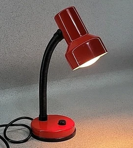 Vintage 1980s MG 515GB Red Gooseneck Desk Table Office Angle Lamp Made - Picture 1 of 12