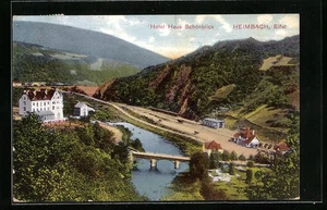 Heimbach /Eifel, Hotel Haus Schönblick mit Bahnhof, Ansichtskarte 1910  - Picture 1 of 2