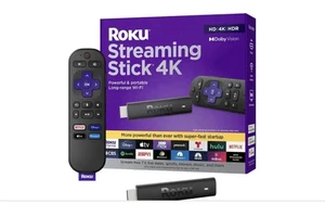 Roku Streaming Stick 4K Portable,HDR/Dobly Vision/Roku VoiceRemote Free TV/Live  - Picture 1 of 7