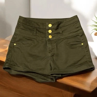 Pantalones Cortos para Caminar Informales Frente 3 Botones Elastizados Mezcla Algodón Negro Refuge para Mujer Talla 4 Foto 1 de 4