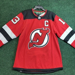 New Jersey Devils Nico Hischier Captain #13 Men Jersey Adidas Size 50 Aeroready - Picture 1 of 9