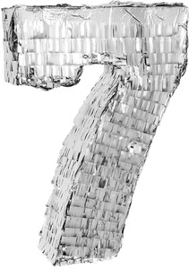 Goodtimes Pinata Zahl 7 in Silber 40cm zu Geburtstag Hochzeit Party - Bild 1 von 3