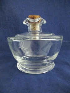 Decantador de vidrio transparente redondo pequeño vintage con corcho (214) - Imagen 1 de 4